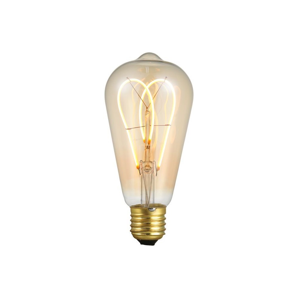 E27 5W dæmpbar LED pære – ST64 Rustika, Flex Double Loop, 2000K, guld glas – Dæmpbar : Dæmpbar, Kulør : Ekstra varm