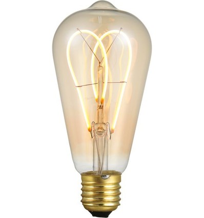 E27 5W dæmpbar LED pære - ST64 Rustika, Flex Double Loop, 2000K, guld glas