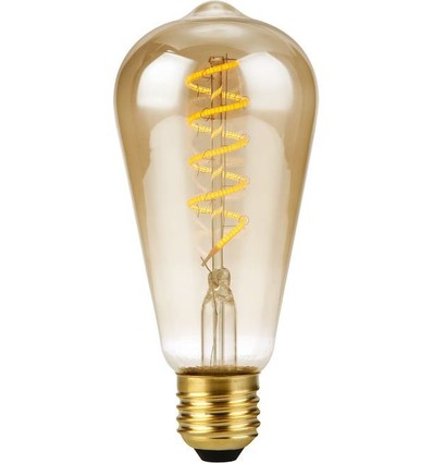 E27 4W dæmpbar LED pære - ST64 Rustika, Flex filament, 200lm, guld glas, 2000K