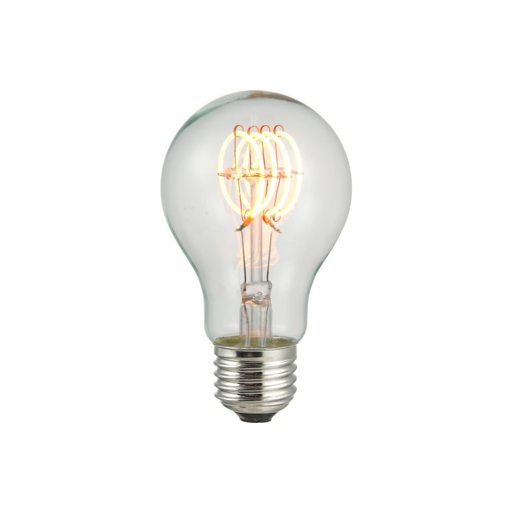 E27 4W dæmpbar LED filament pære – A60, Flex filament, 2200K, 210lm, klar glas – Dæmpbar : Dæmpbar, Kulør : Ekstra varm