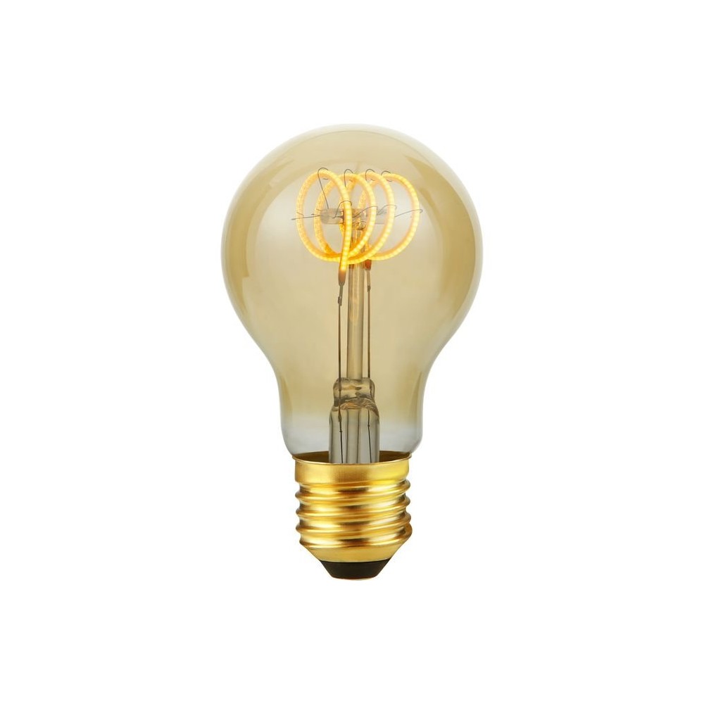 E27 4W dæmpbar LED filament pære – A60, Flex, Gold, 2000K, 210lm – Dæmpbar : Dæmpbar, Kulør : Ekstra varm