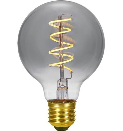 E27 4,5W dæmpbar LED globepære - G95, Flex Filament, 150lm, røgfarvet glas, 2200K