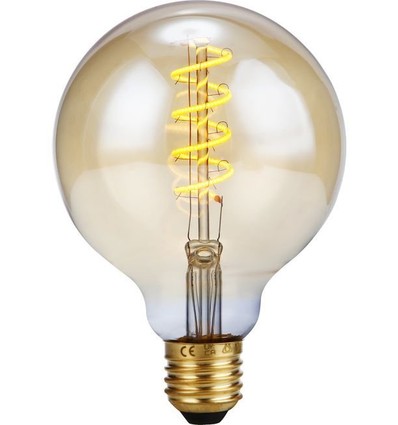 E27 4W dæmpbar LED filament pære - G95, Flex Globe, 200lm, 2000K, guld glas