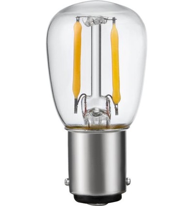 BA15d 1,5W LED filament pære - 2500K, klar, 140lm, 5,6cm
