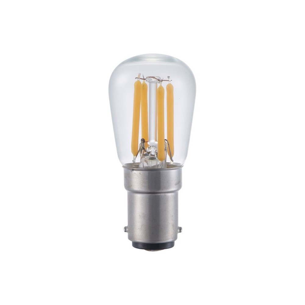BA15d 3W dæmpbar LED filament pære – 2500K, klar, 5,6cm, 210lm – Dæmpbar : Dæmpbar, Kulør : Ekstra varm