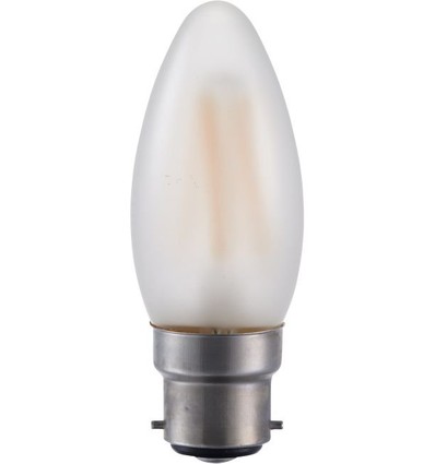 BA22d 4W LED kronepære - C35, 380lm, dæmpbar, mat glas, 2500K