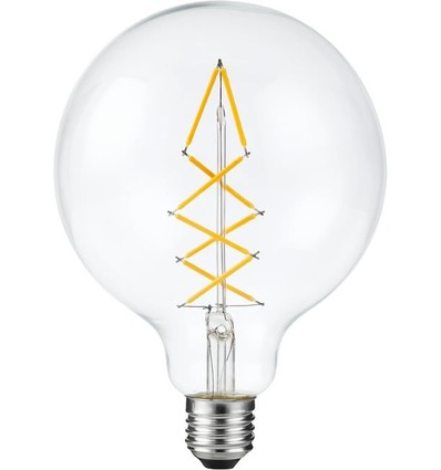E27 6,5W dæmpbar LED globepære - G125, 500lm, 2200K, filament, klart glas