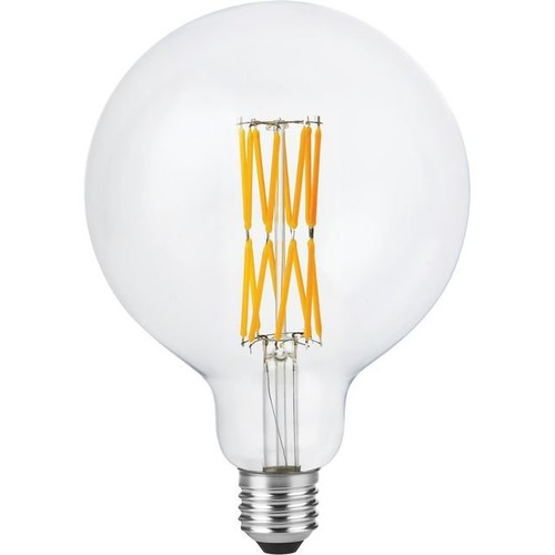 E27 8,5W dæmpbar LED filamentpære - G125, 800lm, Double Globe, 2200K, klart glas