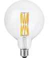 E27 8,5W dæmpbar LED filamentpære - G125, 800lm, Double Globe, 2200K, klart glas