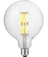 E27 8,5W dæmpbar LED filamentpære - G125, 800lm, Double Globe, 2200K, klart glas