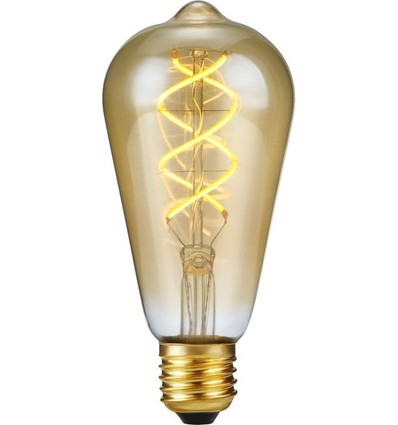E27 5W 3-trin dæmpbar LED pære - ST64 Rustika, Flex Filament, 2200K, guld glas