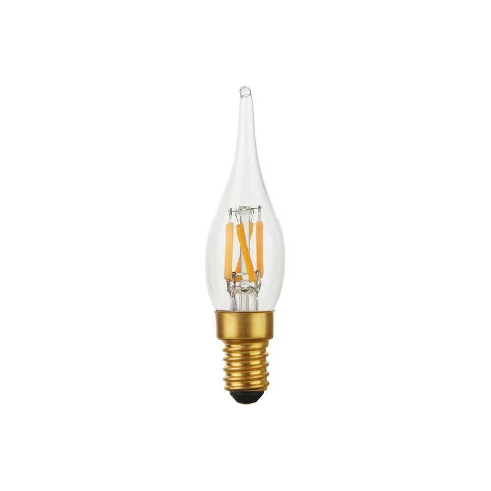 E14 1,8W dæmpbar LED kronepære – C23, Mini Tip Candle, 2000K, klart glas – Dæmpbar : Dæmpbar, Kulør : Ekstra varm