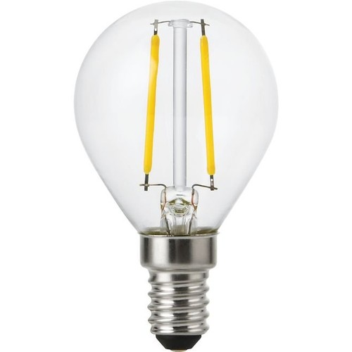 E14 2W dæmpbar LED kronepære - G45, filament, klar glas, 2700K