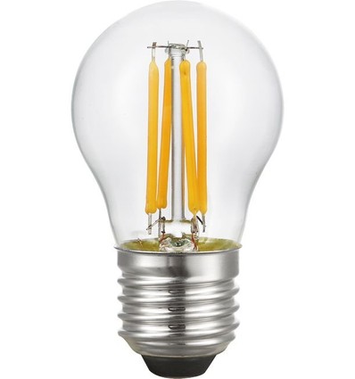E27 4W filament kronepære, 24V - G45, 310lm, 2500K, klart glas, AC/DC