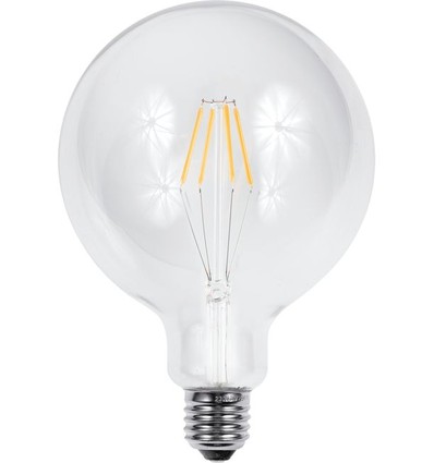 E27 4,5W dæmpbar LED globepære - G125, filament, 500lm, klar glas, 2700K