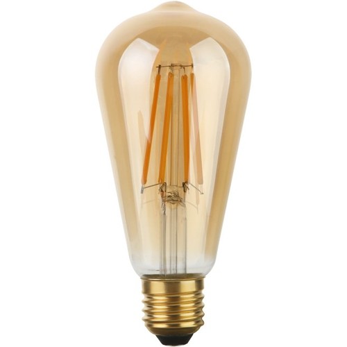 E27 8W dæmpbar LED Rustika pære - ST64, 640lm, 2200K, guld glas, filament