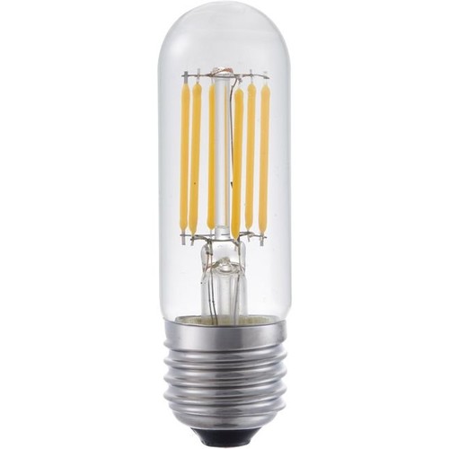 E27 5W dæmpbar LED rørpære - 9,5cm, filament, klar glas, 2700K