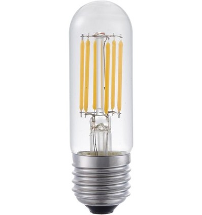E27 5W dæmpbar LED rørpære - 9,5cm, filament, klar glas, 2700K