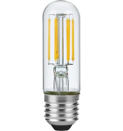 E27 5W dæmpbar LED rørpære - 9,5cm, filament, 640lm, klart glas, 2700K