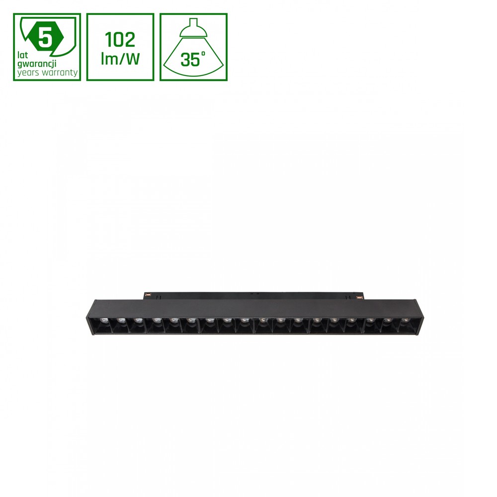 System Shift 17W Grid M skinnespot til 2-faset skinne – 40°, CCT switch, sort, 33cm – Kulør : Varm