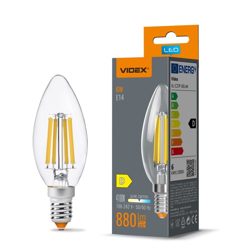 E14 6W filament kertepære - C37, neutral hvid