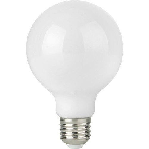 E27 4,7W dæmpbar LED globepære - G95, opal glas, filament, 2500K