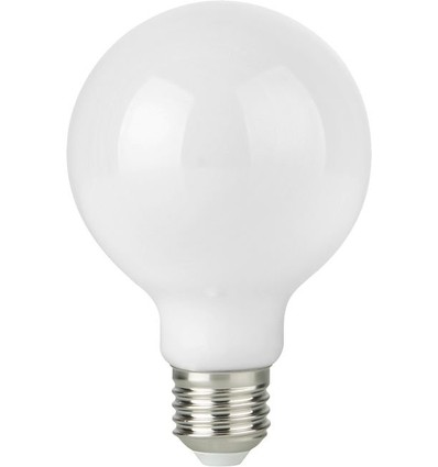 E27 4,7W dæmpbar LED globepære - G95, opal glas, filament, 2500K
