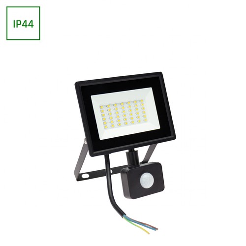 30W NOCTIS LUX 3 projektør med sensor - IP44, neutral hvid, sort, PIR sensor