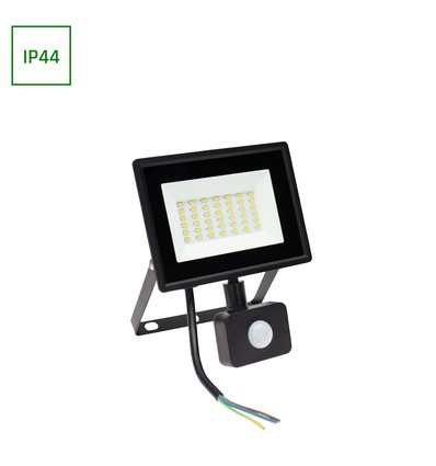 30W NOCTIS LUX 3 projektør med sensor - IP44, neutral hvid, sort, PIR sensor