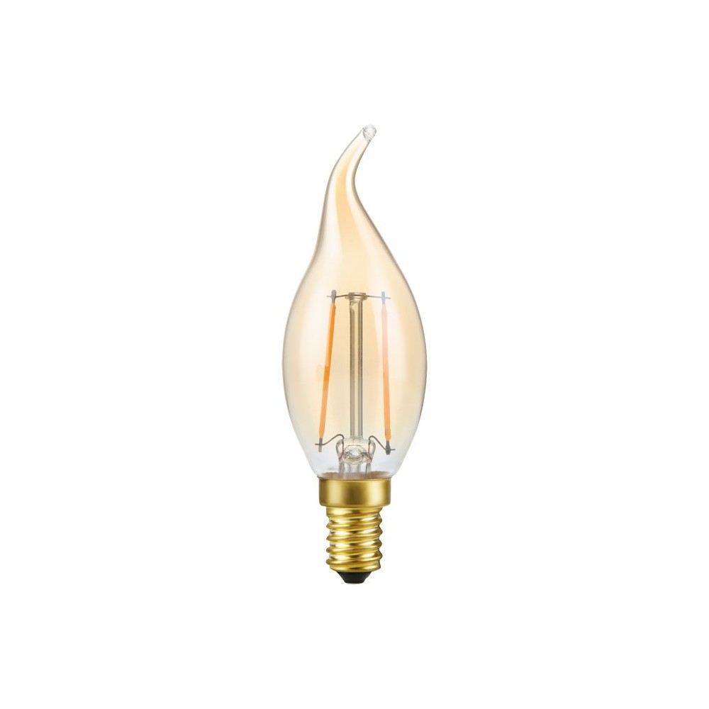 E14 2,9W dæmpbar LED kronepære med spids – C35, 250lm, 2200K, gyldent glas, filament – Dæmpbar : Dæmpbar, Kulør : Ekstra varm