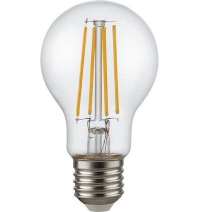E27 4,7W dæmpbar LED pære - A60, filament, 470lm, 2200K, klart glas