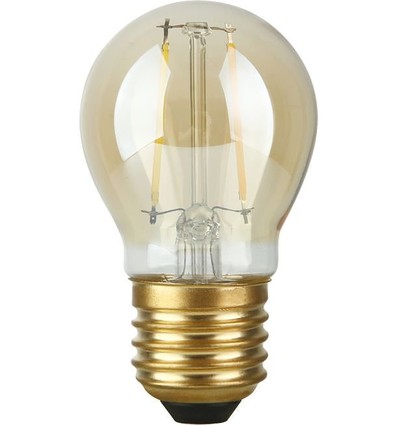 E27 2,9W dæmpbar LED kronepære - Filament, G45, 2200K, guld glas