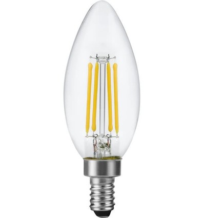 E12 4,4W dæmpbar LED kronepære - Filament, C35, 470lm, 2700K, klar glas