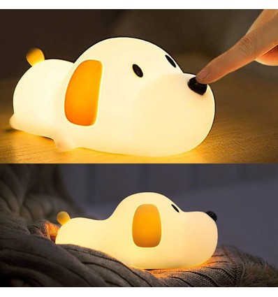 MOCHI hundehvalp natlampe - Silikone, 2 i 1, varm hvid/neutral hvid, touch dæmpbar