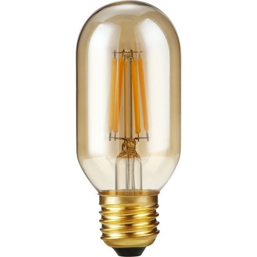E27 4W dæmpbar LED rørpære - 10,6cm, 2300K, gyldent glas, filament