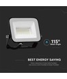 20W V-Tac Slimline LED projektør - Samsung LED chip, sort hus, IP65 udendørs