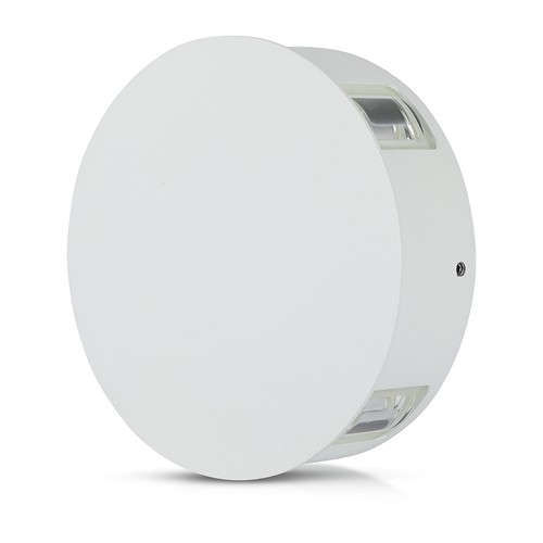 V-Tac 4W LED væglampe - IP65, hvid, rund, 4-vejs lys, 4000K, inkl. lyskilde