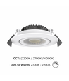 7W Indbygningsspot RA96, DimToWarm+CCT, Dæmpbar - Hul: Ø6,8 cm, Mål: Ø8,3 cm, Hvid kant