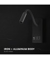 3W LED sengelampe med USB opladning - USB-A og USB-C, CREE chip, sort, inkl. lyskilde