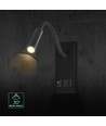 3W LED sengelampe med USB opladning - USB-A og USB-C, CREE chip, sort, inkl. lyskilde