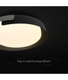 48W LED loftslampe med fjernbetjening - 3-i-1 CCT, dæmpbar, Ø50cm, sort/grå design