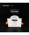V-Tac GU10 indbygningsspot - Firkantet, hvid, Deep Anti Glare, uden lyskilde
