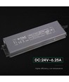 150W / 24V DC strømforsyning til LED strips - 6.25A, IP67 vandtæt