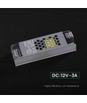 36W / 12V DC Slim strømforsyning til LED strips - 3A, IP20 indendørs
