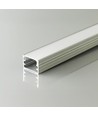 2m Alu profil til LED strips, Overflade - Inkl. diffuser, Sølv, 2000x14,8x10mm