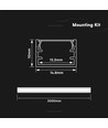 2m Alu profil til LED strips, Overflade - Inkl. diffuser, Sølv, 2000x14,8x10mm