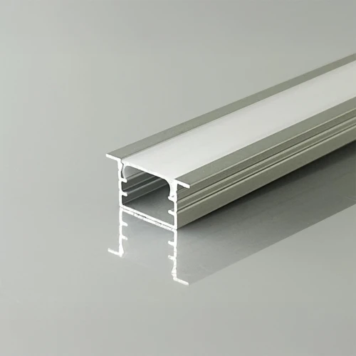 2m aluminiumsprofil til indbygning - Sølv, inkl. matteret cover