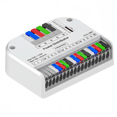 RGBW LED strip fordeler - Hub med 3 udgange, 25A