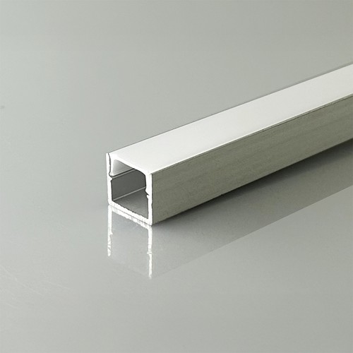 2m Alu profil til LED strips - Overflademontering, sølv, inkl. diffuser, 12x10mm