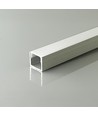 2m Alu profil til LED strips - Overflademontering, sølv, inkl. diffuser, 12x10mm